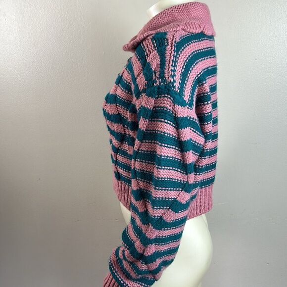 NEW ZARA striped cable knit cropped sweater size small woman’s fall - Picture 9 of 12